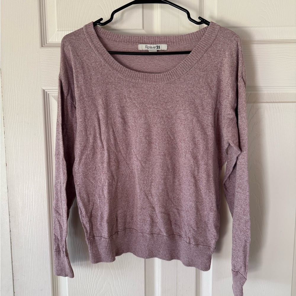 Forever 21 Dusty Mauve Scoop Neck Knit Sweater